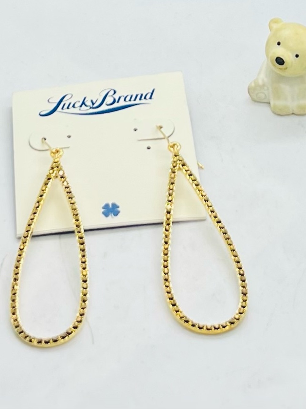 Lucky Brand Gold Textured Teardrop Earrings